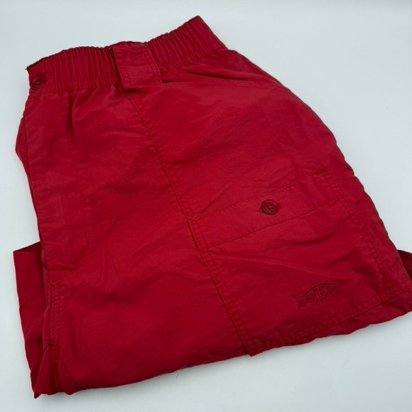 AFTCO Bluewater Fishing Shorts Cargo Boating Nylon Utility Pockets‎ Red Size 34 - Picture 1 of 8